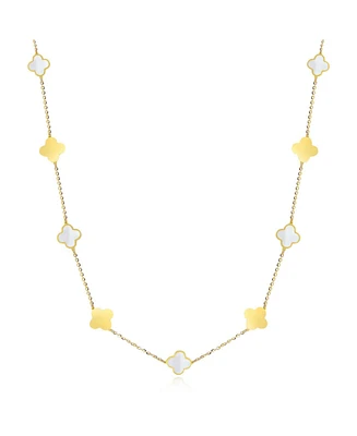 The Lovery Mini Mother of Pearl and Gold Clover Necklace 14K Gold