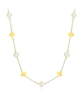 The Lovery Mini Mother of Pearl and Gold Clover Necklace 14K Gold