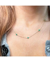 The Lovery Emerald Clover Station Necklace 14K Gold