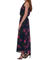 Robbie Bee Women's Halter Blouson Sleeveless Maxi Dress