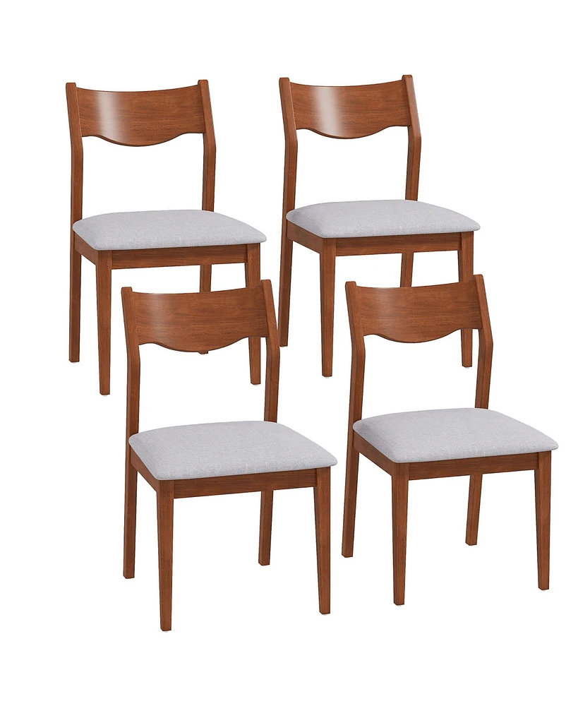 Gymax Wooden Dining Chair Set of w/ Rubber Wood Frame Wide Padded Seat