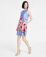 Anne Klein Petite Cascading Florals Sleeveless Shift Dress