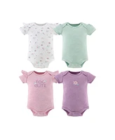 The Peanutshell Baby Girls Short Sleeve Cotton Bodysuits Girls, Cherry Blossom