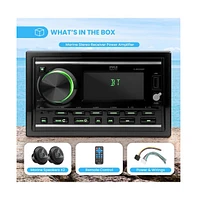 Pyle Marine Bluetooth Stereo Receiver with 1 Pair of PLMR60B Speakers, 300W