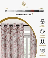Superior Modern Leaves Curtain Panels Set with Grommet Header