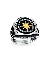Bling Jewelry Large Boat Wheel Compass Signet Ring Black Gold-Tone .925 Silver