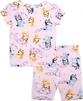 Bluey Toddler Girls Short Sleeve and Biker Short, 2-Piece Pajama Set