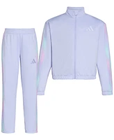 adidas Toddler & Little Girls Long-Sleeve Printed 3-Stripe Fashion Tricot Jacket Pants, 2 Piece Set