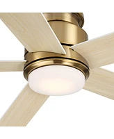 Casa Vieja 52" Grand Palm Soft Brass Led Damp Rated Hugger Fan