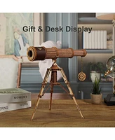 Robotime 3D Wooden Puzzles Diy Monocular Telescope Model Kit, Beige, 13"9.4"12.8"