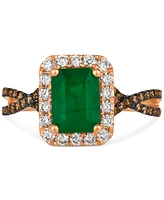 Le Vian New Emerald (1-1/5 ct. t.w.) & Diamond (1/2 ct. t.w.) Halo Twist Ring in 14k Rose Gold