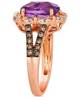 Le Vian Amethyst (3-1/4 ct. t.w.), Nude Diamond (1/4 ct. t.w.) & Chocolate Diamond (1/3 ct. t.w.) Oval Halo Ring in 14k Strawberry Gold