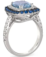 Le Vian Sea Blue Aquamarine (2-1/2 ct. t.w.), Sapphire (5/8 ct. t.w.), Vanilla Diamond (5/8 ct. t.w.) & Chocolate Diamond Accent Double Halo Ring in P