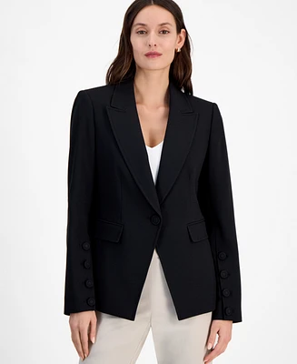 Tahari Asl Women's Crepe Two-Button Peak-Lapel Jacket