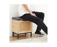 gaomon Shoe Storage Bench, Entryway Bench with Sorage Box, 2 in 1 Shoe Bench Set, Metal and Wood Shoe Rack Organizer Shelf with Cushion for Entryway,