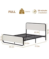 gaomon Metal Platform Bed Frame with Curved Upholstered Headboard