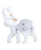 Fc Design "2-pc Set" 7"W Silver and White Thai Elephant with Trunk Up Figurine Statue Ornament Home Room Office Decor and Perfect Ideas for Housewarmi