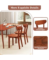 Gymax Solid Wood Dining Chair Set of w/ Curved Backrest & Rubber Wood Frame