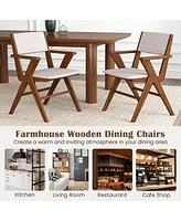 Gymax Wooden Dining Chair Set of w/ Rubber Wood Frame Padded Seat & Back Armrests