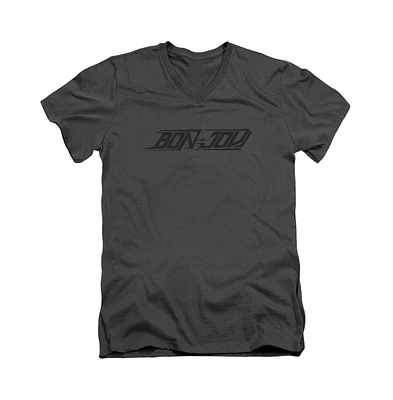 Bon Jovi Men's New Logo Short Sleeve Adult V Neck Premium Cotton Tee / T-Shirt