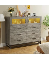 gaomon Dresser for Bedroom with Led Lights and Charging Station