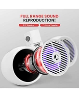 Pyle 6.5'' Marine Bluetooth Wakeboard Speaker System with Led Lights, 200W, White