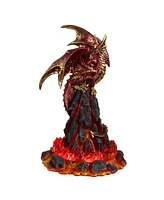 Fc Design "2-pc Set" 10"H Medieval Red Volcano Dragon with Led Light Figurine Statue Ornament Home Room Office Decor and Perfect Ideas for Housewarmin