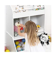 gaomon Kids Bookshelf and Toy Storage, Wood Book Shelf Organizer for Toddler, Playroom Storage