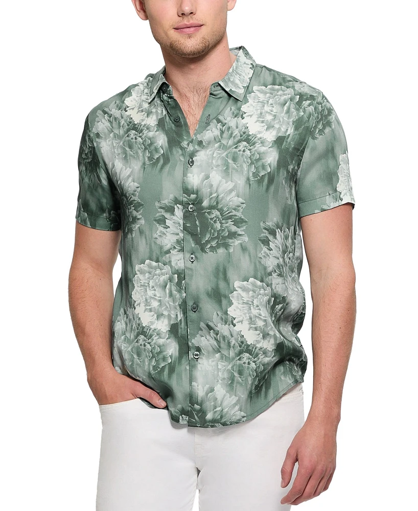 Guess Men's Wayco Floral-Print Short-Sleeve Shirt