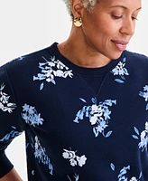 Style & Co Women's Printed Crewneck Fleece Pullover, Exclusively at Macy's