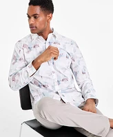 Alfani Men's Regular-Fit Abstract Light Wave-Print Button-Down Shirt, Exclusively at Macy's