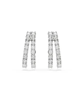 Swarovski Matrix White, Rhodium Plated Round Cut Cuff Earrings