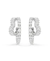 Swarovski Matrix Mixed Cuts, Heart, White, Rhodium Plated Hoop Earrings