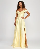 B Darlin Juniors' Sweetheart-Neck Jacquard Gown, Created for Macy's