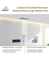Casainc 4 Functions 15.7 Inch Flush Mount Thermostatic Shower System