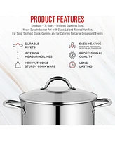 Bakken-Swiss Deluxe 14-Quart Stainless Steel Stockpot w/Tempered Glass See-Through Lid - Simmering Delicious Soups Stews & Induction Cooking