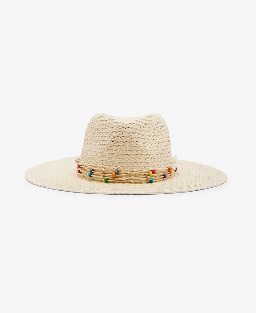 Steve Madden Beaded Straw Panama Hat