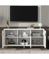 Slickblue Modern Tv Stand with 3 Doors and Adjustable Shelves for Stylish Living Room Organization