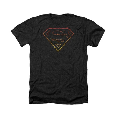 Superman Men's Flame Outlined Logo Adult Heather Tee / T-Shirt