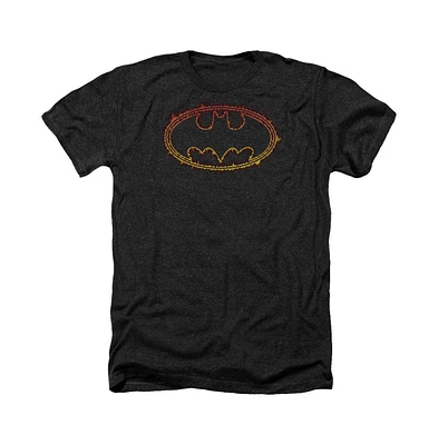 Batman Men's Flame Outlined Logo Adult Heather Tee / T-Shirt