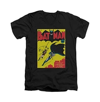 Batman Men's First Short Sleeve Adult V Neck Premium Cotton Tee / T-Shirt