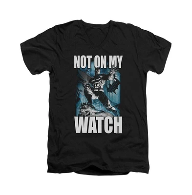 Batman Men's Not On My Watch Short Sleeve Adult V Neck Premium Cotton Tee / T-Shirt