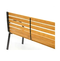 Slickblue Outdoor Garden Bench with Wood Slats and Curved Armrests for Comfortable Outdoor Seating