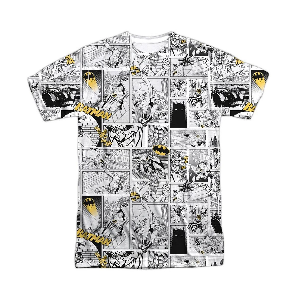 Batman Men's Comic All Over Short Sleeve Adult 100% Poly Crew Tee / T-Shirt