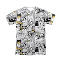 Batman Men's Comic All Over Short Sleeve Adult 100% Poly Crew Tee / T-Shirt