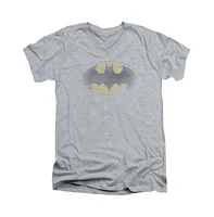 Batman Men's Faded Logo Short Sleeve Adult V Neck Tee / T-Shirt