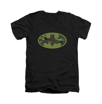 Batman Men's Camo Logo Short Sleeve Adult V Neck Tee / T-Shirt