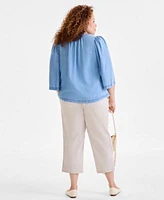 Style Co Plus Size Tasseled Tie Top Comfort Capri Pants Exclusively At Macys
