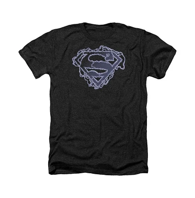 Superman Mens Electric Supes Shield Adult Heather Tee / T-Shirt