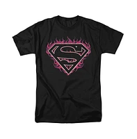 Superman Big & Tall Fuchsia Flames Short Sleeve Adult Tee / T-Shirt